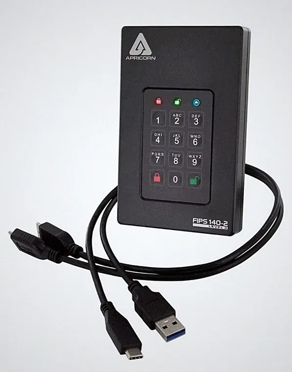 Apricorn 5TB Aegis Fortress L3 FIPS Level 3 Validated USB 3.1 Hardware Encrypted