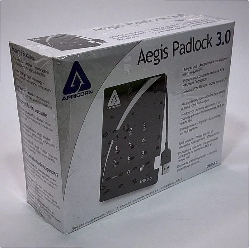Apricorn Aegis Padlock 256 AES Encryption 1500GB USB 3.0 - (A25-3PL256-1500)