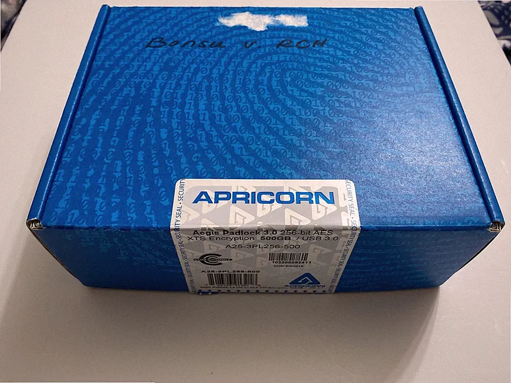 Apricorn Aegis Padlock USB3.0 256 AES Encryption 500GB Hard Drive A25-3PL256-500