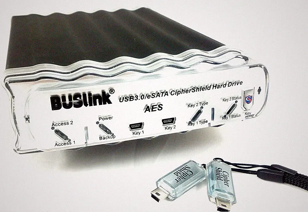 Dual Keys USB 3.0 eSATA FIPS 140-2 512 bit AES Hardware Encrypted Drive 4 TB